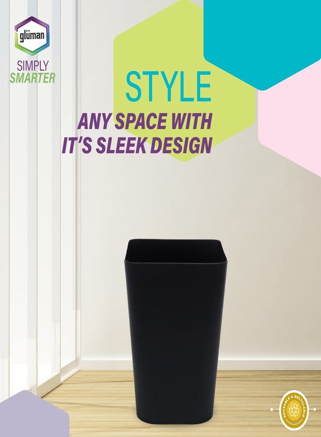 Gluman Open-Top Waste Bin for Home and Office | High Grade Plastic | Conveniently Small and Portable Size | Durable & Long-lasting (7 Litre Bin) (Black (Pack of 2)) - Image 3